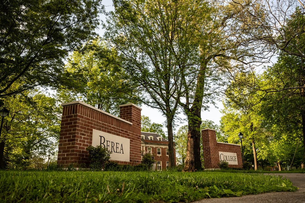 Berea College sign on campus