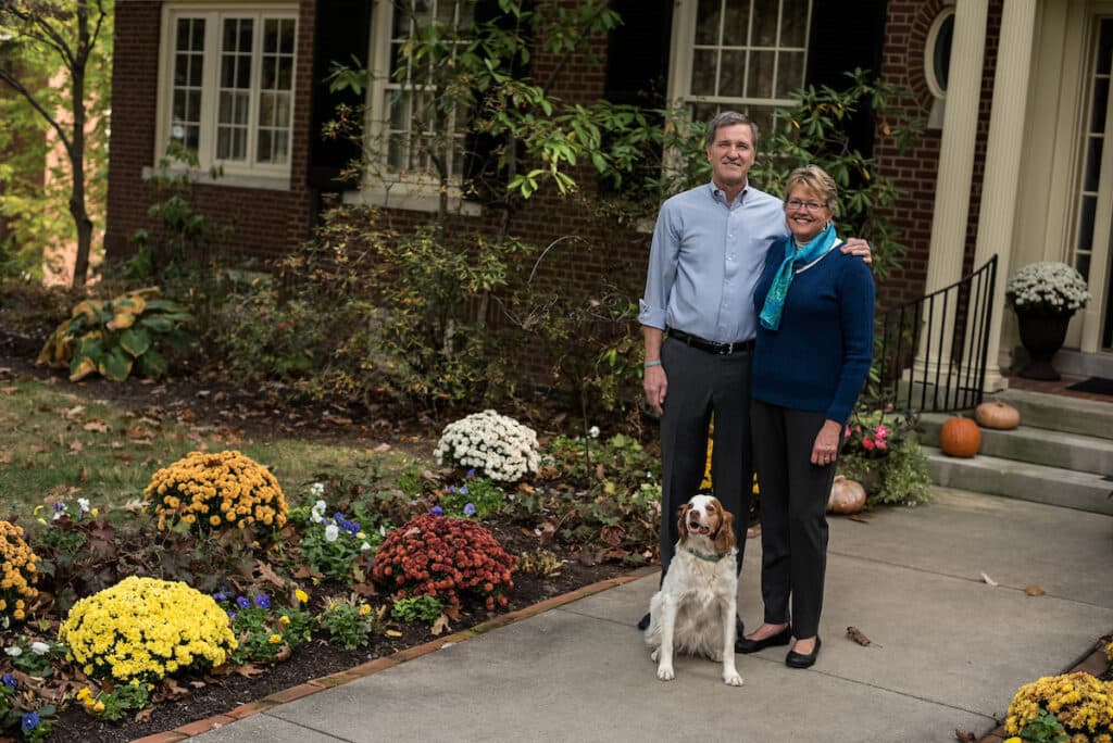 Pres. Lyle Roelofs with First Lady Laurie Roelofs and First Dog
