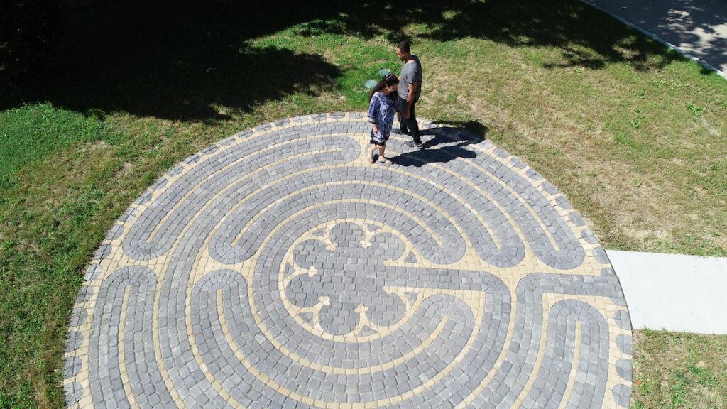 two people walking the Labyrinth