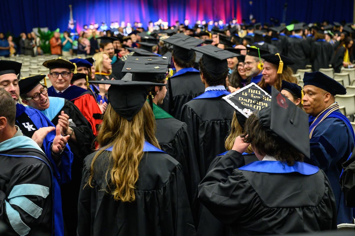 Image of Class of 2023 graduates walking into Seabury for their ceremony
