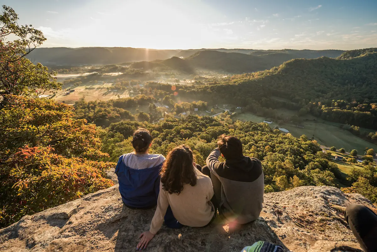 Students hiking on Mountain Day at Berea College